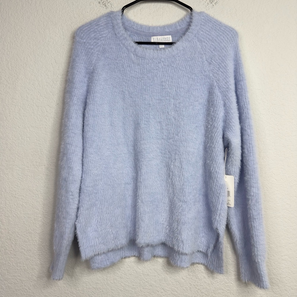 PJ Salvage Shirt Womens S Blue Fuzzy Long Sleeve Lounge Sleepwear‎ Cozy Relaxed